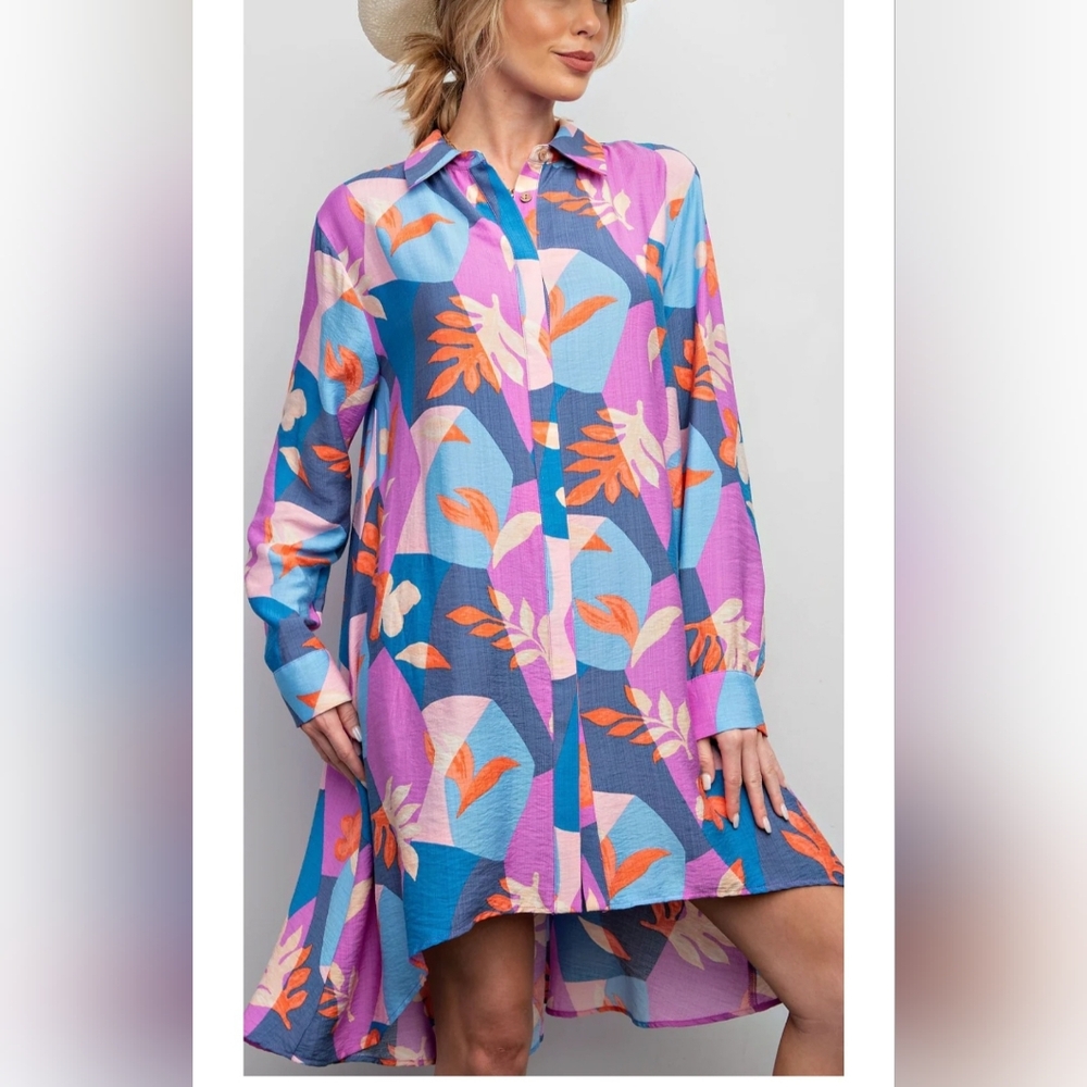 Easel Katie Dress 1XL Plus Oversized Geometric Boho Chic Colorful New